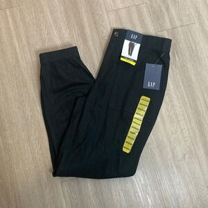 GAP NWT Women Twill Jogger Pants Black Medium Tall Elastic Waist Cargo Pockets